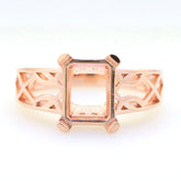Art Deco Semi Mount Ring Setting OCT Emerald 10x8mm Syzjewelry